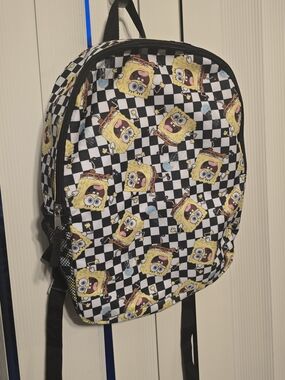 SpongeBob SquarePants Checkerboard Backpack - GUC - 1 Zipper Pouch - Nickelodeon